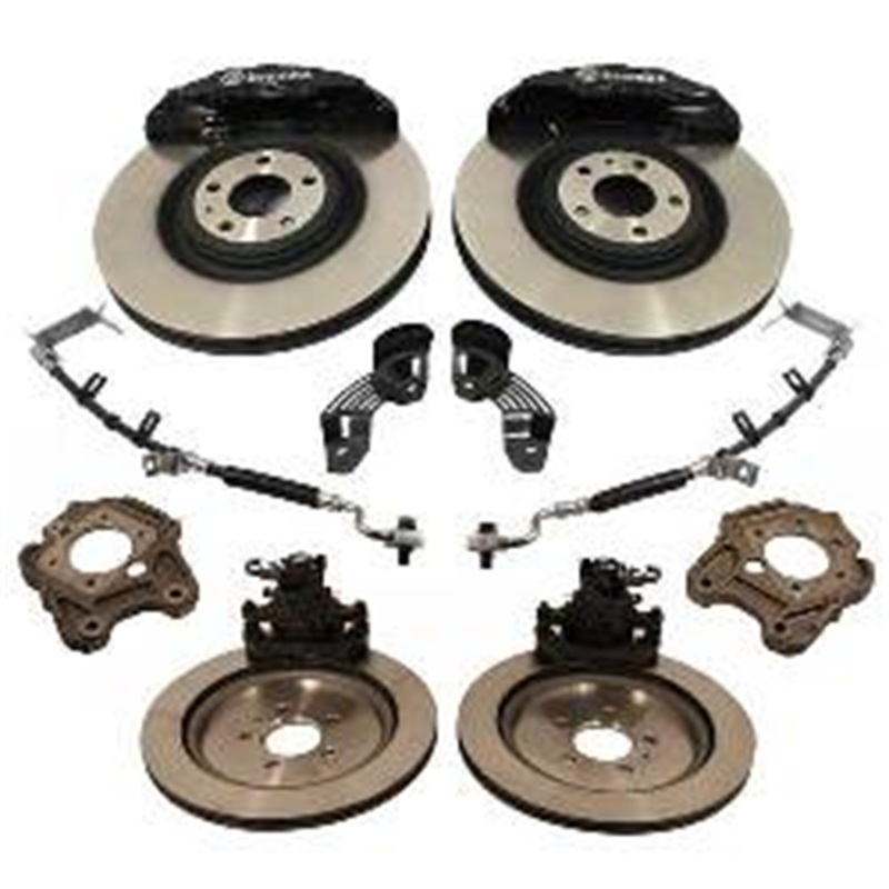 Ford Shelby GT500 Brake Kit - Front + Rear - Ford Racing - Brembo Slotted Rotors + Brembo 6 Piston Calipers - Gloss Black - `13-`14